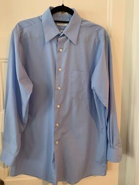 Van Heusen ,Men's Light Blue Dress Shirt, 100% cotton long sleeves